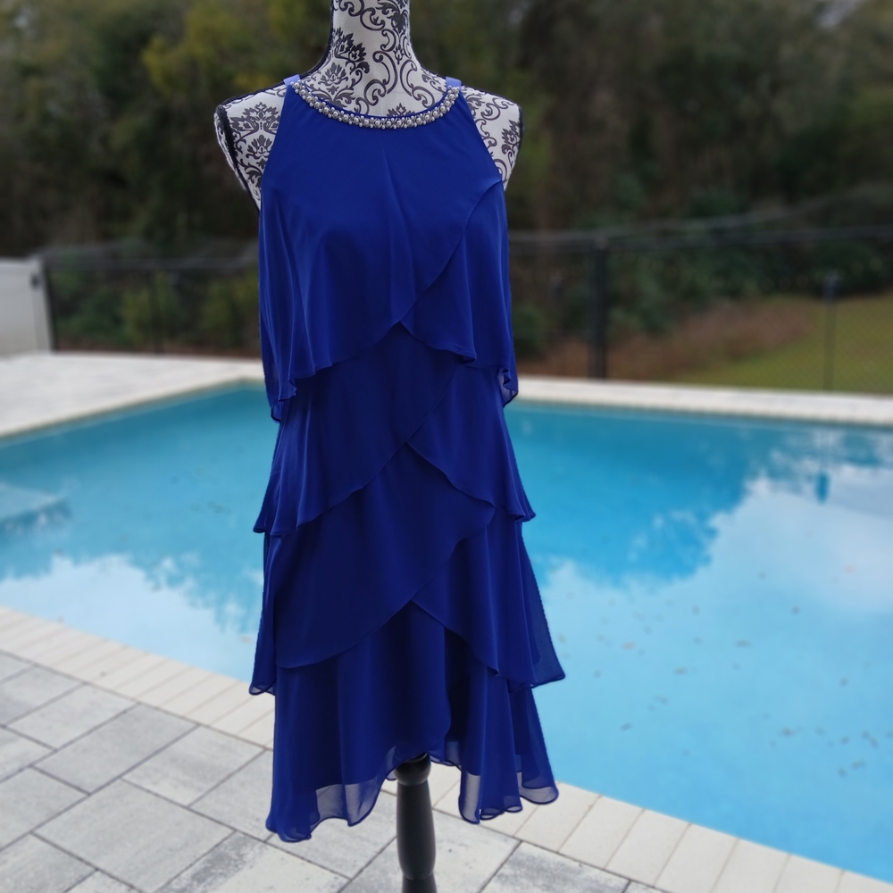 Elegant Blue Layered Dress
